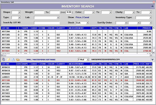 Diamond and Jewelry Inventory Search